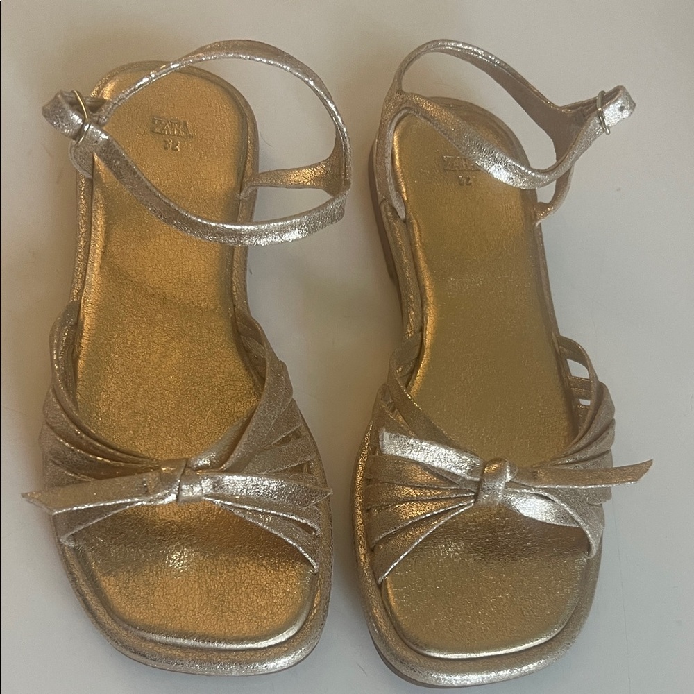 Zara Shimmering Gold Strappy Sandals